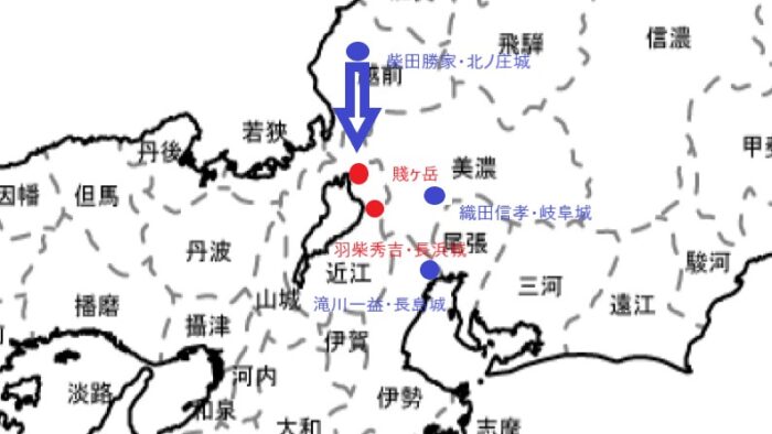 賤ヶ岳の戦いの地図