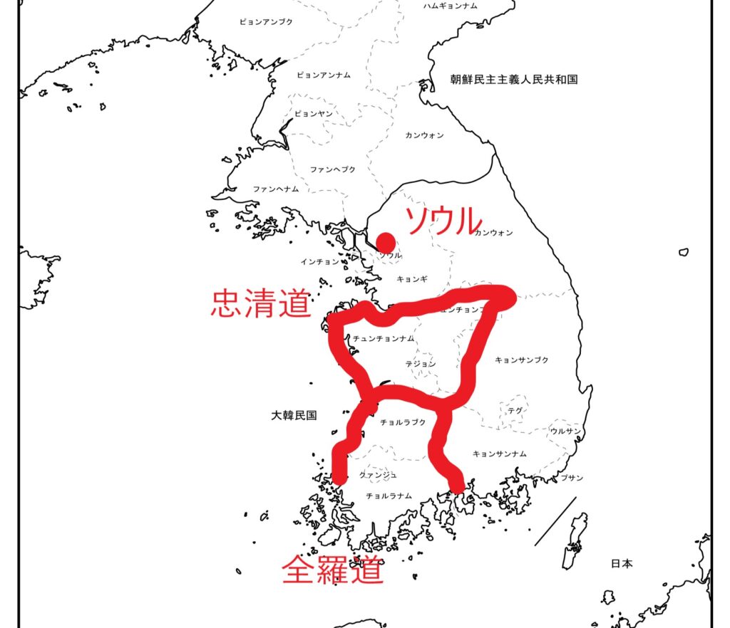 朝鮮半島の地図